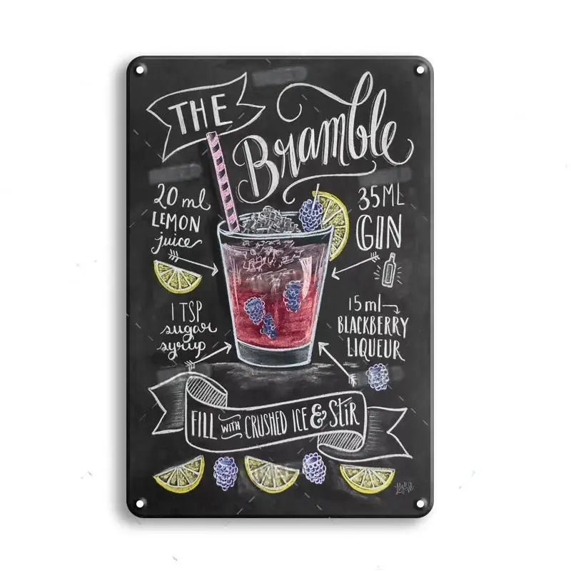 Vintage Metal Tin Sign Decorations Gin & Tonic Cocktail Plate Decorative Poster Plaque Bar Kitchen Home Wall Decor 8 X 12 Inch