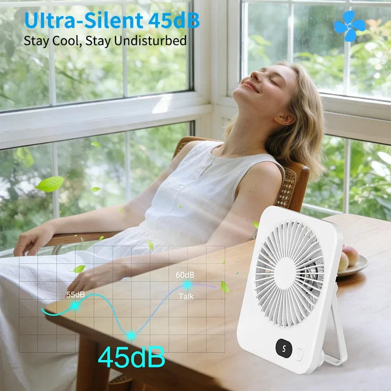 Portable Fan Rechargeable Desktop Fan 180° Rotatable Hanging Fan with Display screen Air Cooler for Outdoor Camping Ventilador