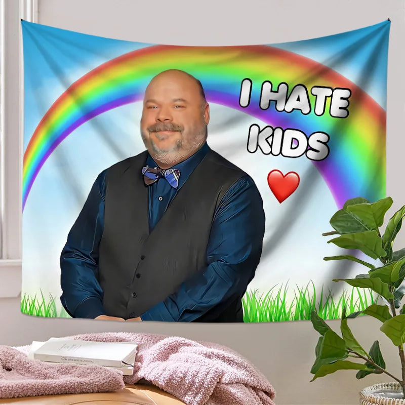New Bertram Eat Kids Tapestry Wall Hanging Funny Meme Tapestries Art Aesthetic Room Decoration Bedroom Sofa Blanket Home Decor