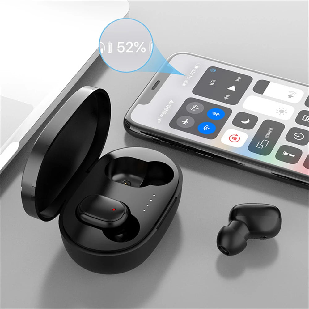 Fones de ouvido Bluetooth sem fio A6S - Fone de ouvido esportivo com controle por toque e som estéreo com display LED para Xiaomi Huawei