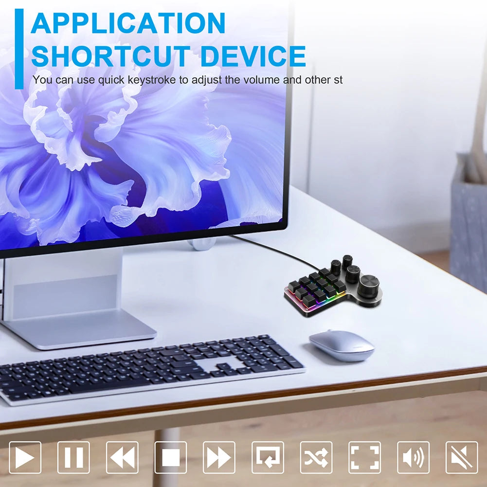 12 teclas 4 botões programação macro teclado personalizado usb com fio/bluetooth-compatível teclado de jogos mecânico para jogadores/designers