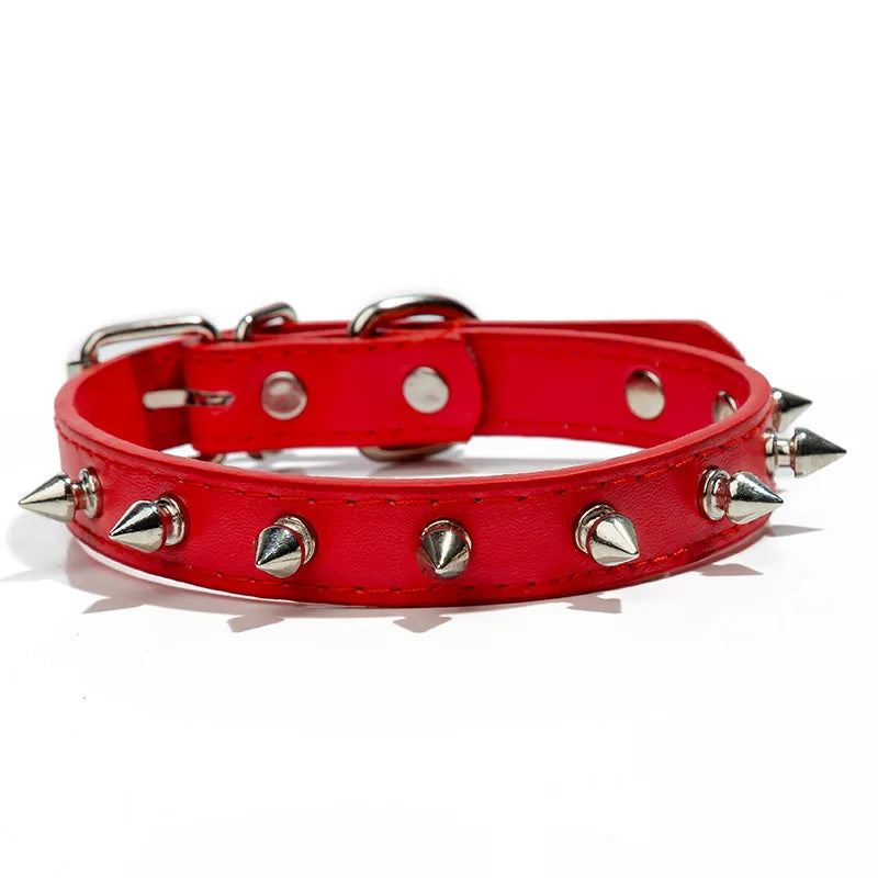 Leather Cat Collar Anti-Bite Studded Cat Collar with Spikes Adjustable Pet Collar for Small Dogs Puppy Kitten Pet Accessories