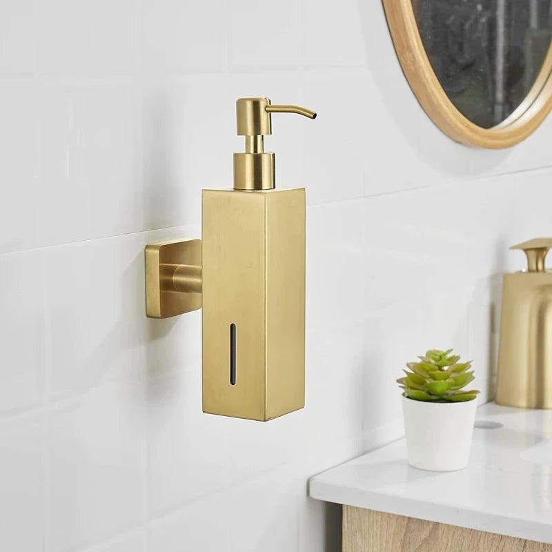 304 Stainless Steel Soap Dispenser Black Shower Shampoo Bottle Hotel Wall Hanging Press Hand Sanitizer Bottle