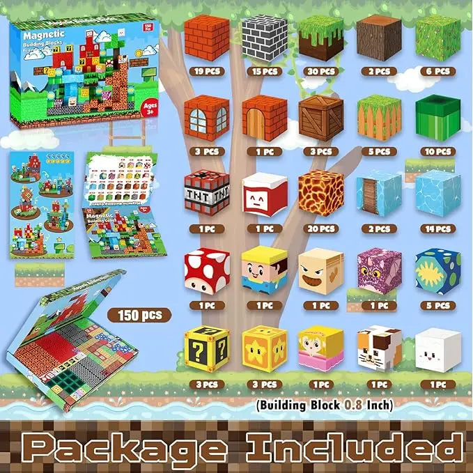 Magnetic Blocks - Build Mine Magnet World Magic Portal Set, Magnetic Tiles Building Blocks Toddler Toys STEM Sensory Outdoor Toy