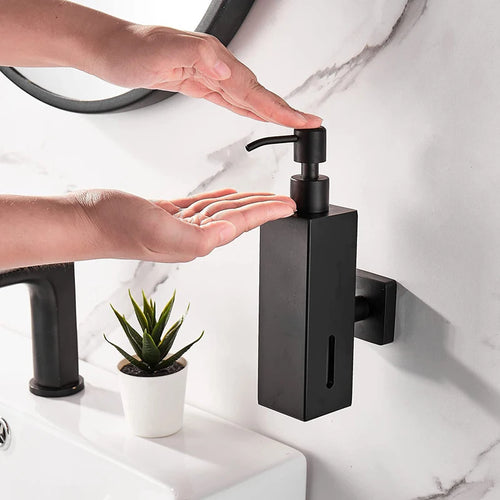 304 Stainless Steel Soap Dispenser Black Shower Shampoo Bottle Hotel Wall Hanging Press Hand Sanitizer Bottle