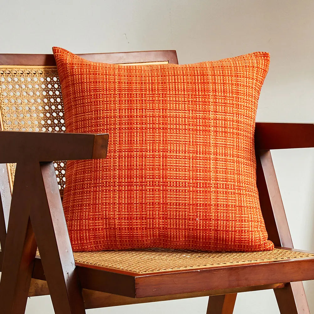 Orange Woven Cushion Cover Waterproof Outdoor Decorative Pillowcase Living Room Sofa Throw Pillow Cover Zipper Fundas De Cojines
