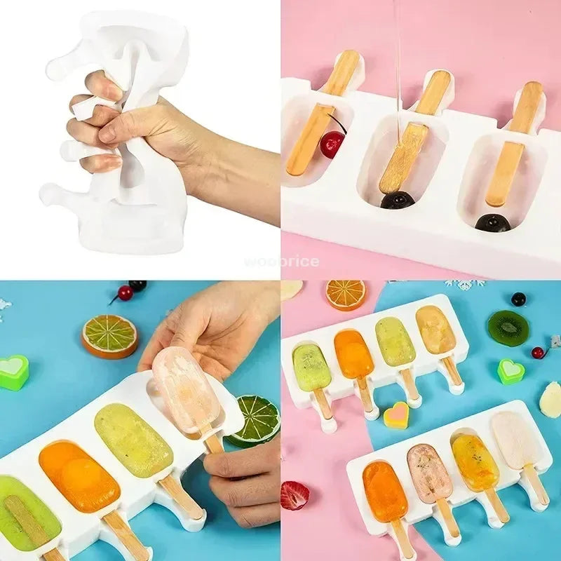 Silicone Ice Cream Mold DIY Chocolate Dessert Popsicle Moulds Tray Ice Cube Maker Homemade Tools Summer Party Supplies