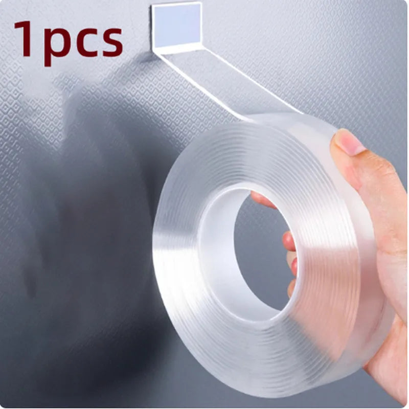 5/10M Nano Tape Double Sided Tape Transparent Reusable Waterproof Adhesive Tapes Cleanable Kitchen Bathroom 1mm Thickness