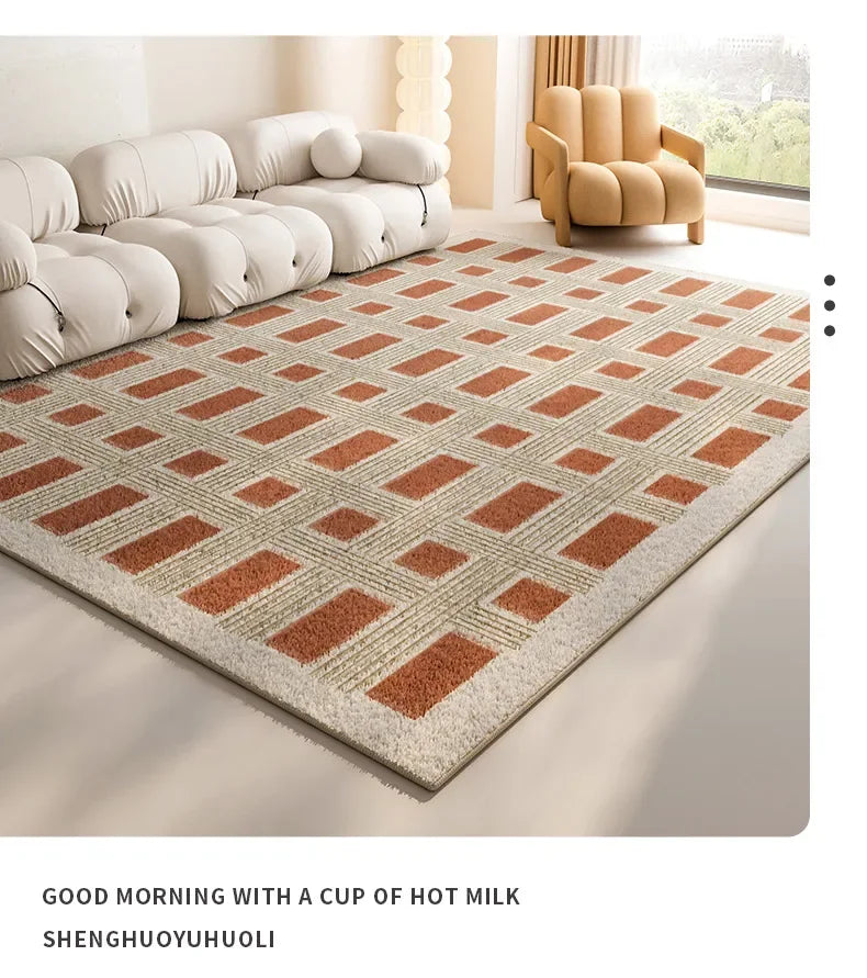 Minimalist Plaid Living Decoration Carpets Checkerboard Bedroom Bedside Rug Soft Plush Comfortable Home Large Area Carpet Tapete