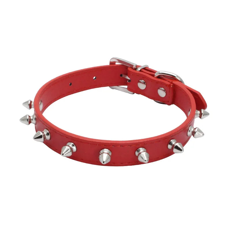 Leather Cat Collar Anti-Bite Studded Cat Collar with Spikes Adjustable Pet Collar for Small Dogs Puppy Kitten Pet Accessories