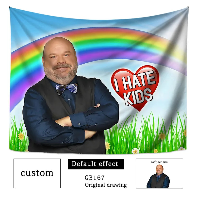 New Bertram Eat Kids Tapestry Wall Hanging Funny Meme Tapestries Art Aesthetic Room Decoration Bedroom Sofa Blanket Home Decor