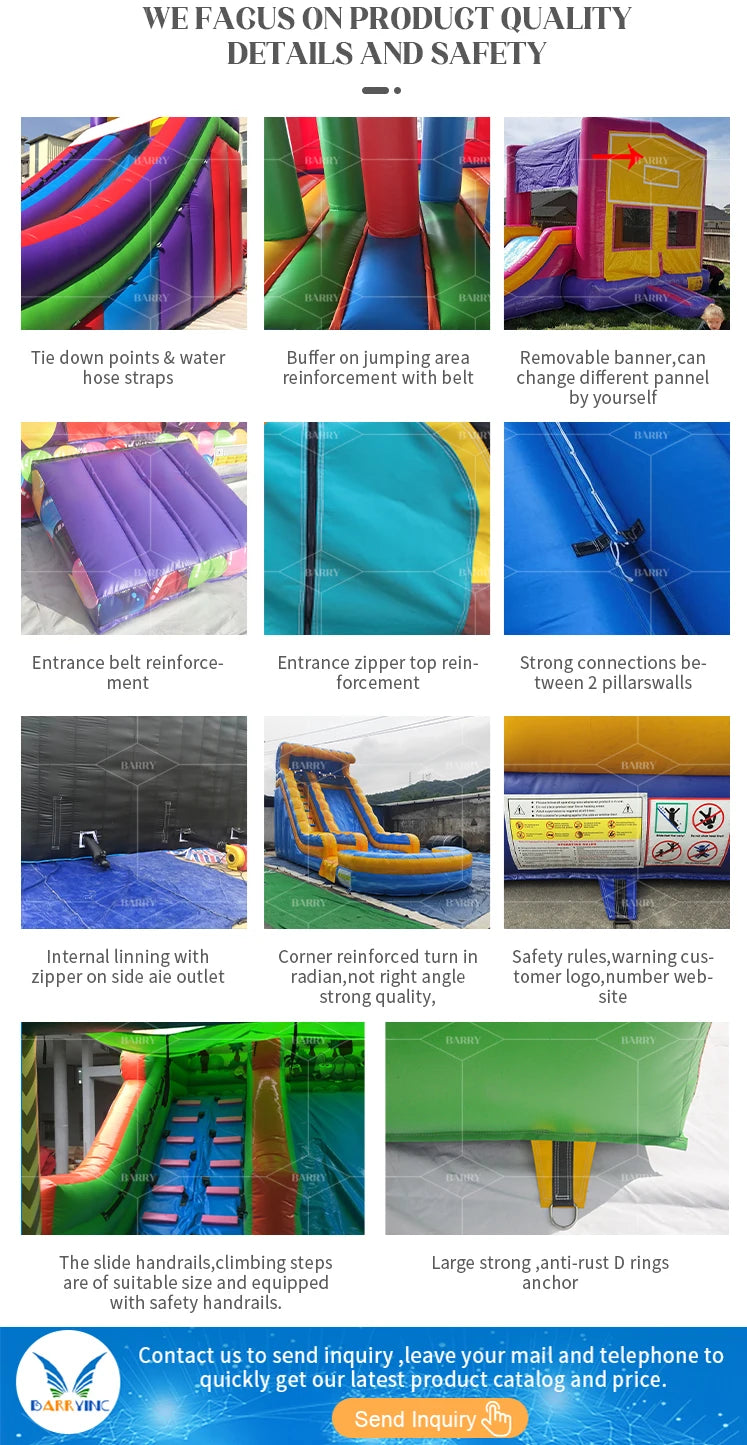 Pvc Bouncer Slide Pool Commercial Bounce House Inflatables Water Slide Fun City Bounce House With Slide and Obstacle Course