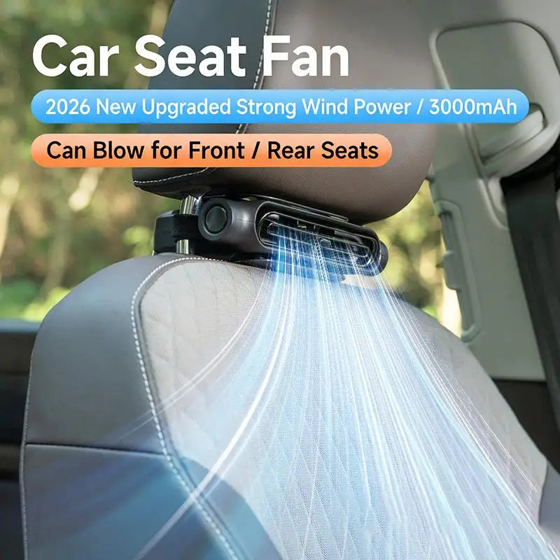 Portable Car Fan - USB Cooling Vehicle Accessory, Quiet Compact SUV Seat Fan, Adjustable Airflow Design, Efficient Proced
