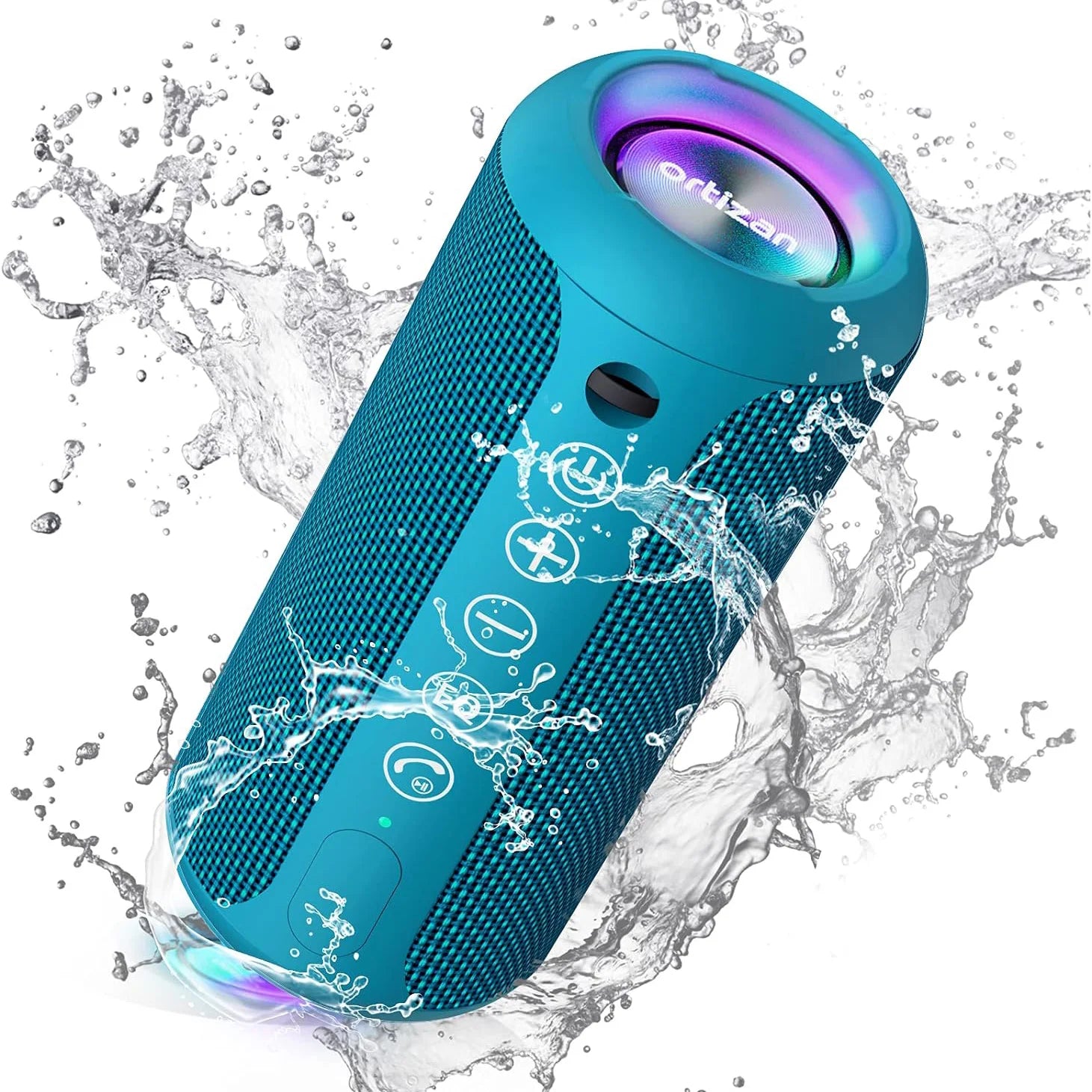 Ortizan Portable Wireless Speaker: IPX7 Waterproof, 24W Loud Sound, Deep Bass, LED Lights, Wireless Stereo Pairing