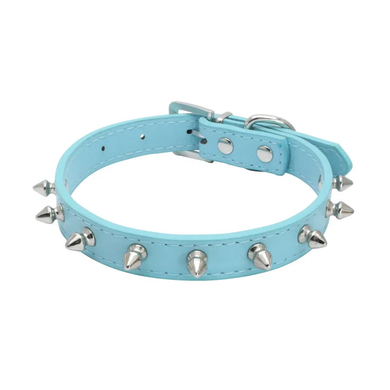 Leather Cat Collar Anti-Bite Studded Cat Collar with Spikes Adjustable Pet Collar for Small Dogs Puppy Kitten Pet Accessories