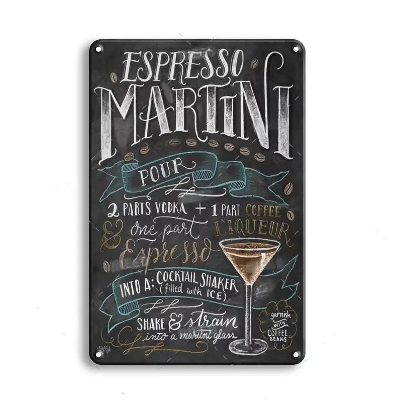 Vintage Metal Tin Sign Decorations Gin & Tonic Cocktail Plate Decorative Poster Plaque Bar Kitchen Home Wall Decor 8 X 12 Inch