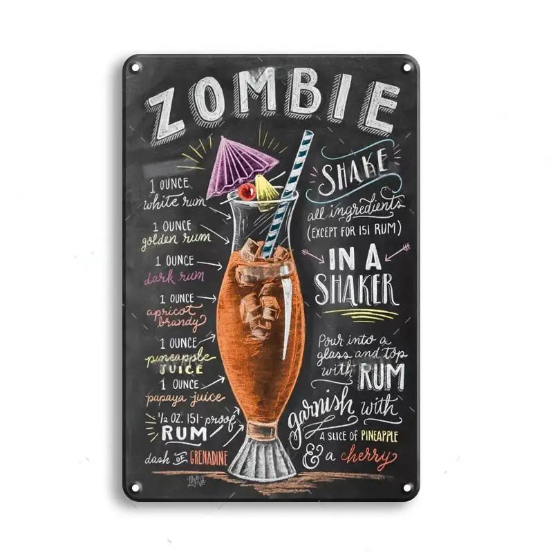 Vintage Metal Tin Sign Decorations Gin & Tonic Cocktail Plate Decorative Poster Plaque Bar Kitchen Home Wall Decor 8 X 12 Inch