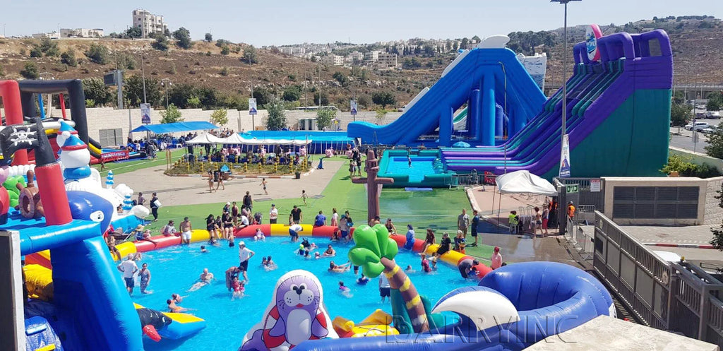 Pvc Bouncer Slide Pool Commercial Bounce House Inflatables Water Slide Fun City Bounce House With Slide and Obstacle Course