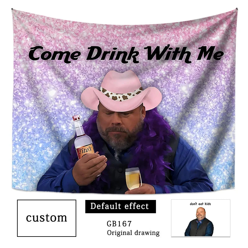 New Bertram Eat Kids Tapestry Wall Hanging Funny Meme Tapestries Art Aesthetic Room Decoration Bedroom Sofa Blanket Home Decor