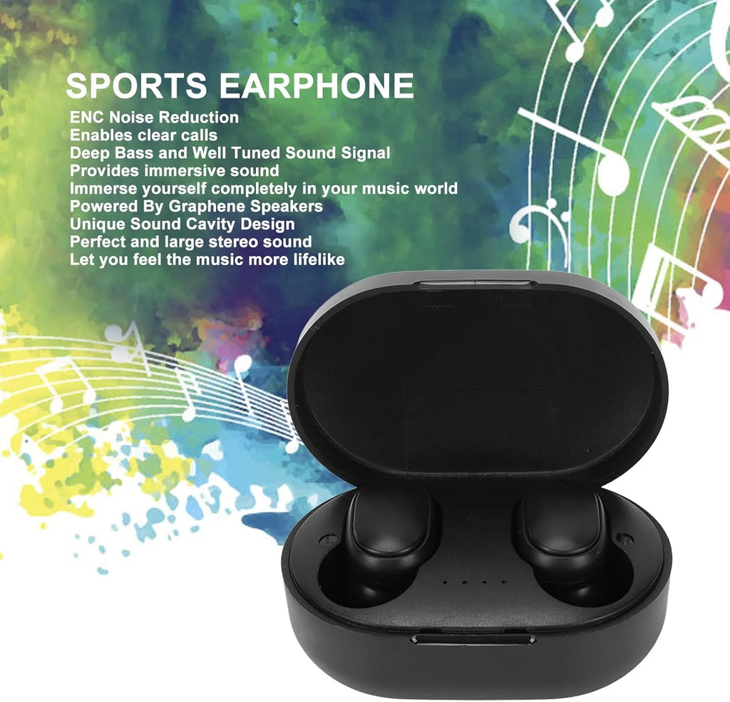 Fones de ouvido Bluetooth sem fio A6S - Fone de ouvido esportivo com controle por toque e som estéreo com display LED para Xiaomi Huawei