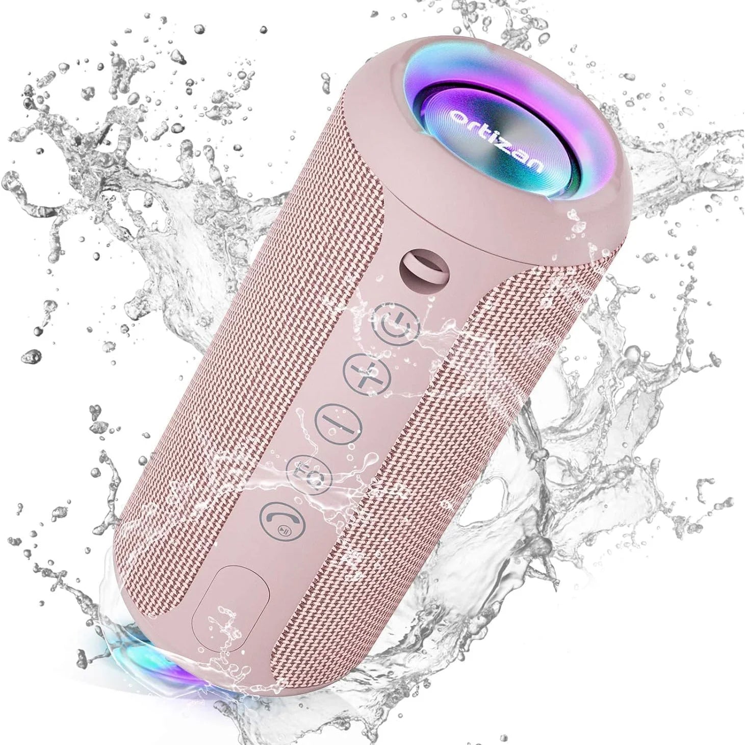 Ortizan Portable Wireless Speaker: IPX7 Waterproof, 24W Loud Sound, Deep Bass, LED Lights, Wireless Stereo Pairing