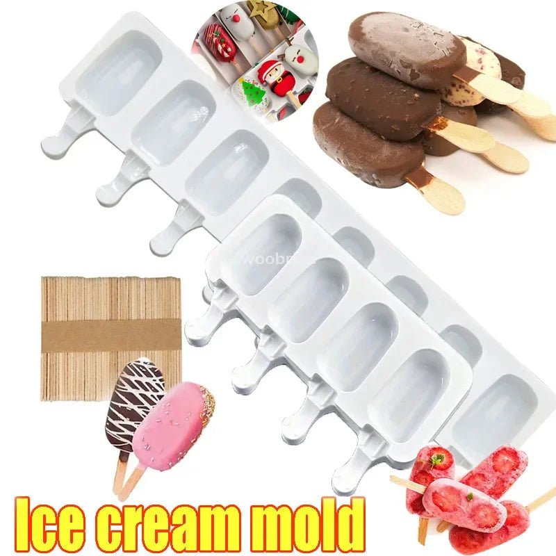 Silicone Ice Cream Mold DIY Chocolate Dessert Popsicle Moulds Tray Ice Cube Maker Homemade Tools Summer Party Supplies