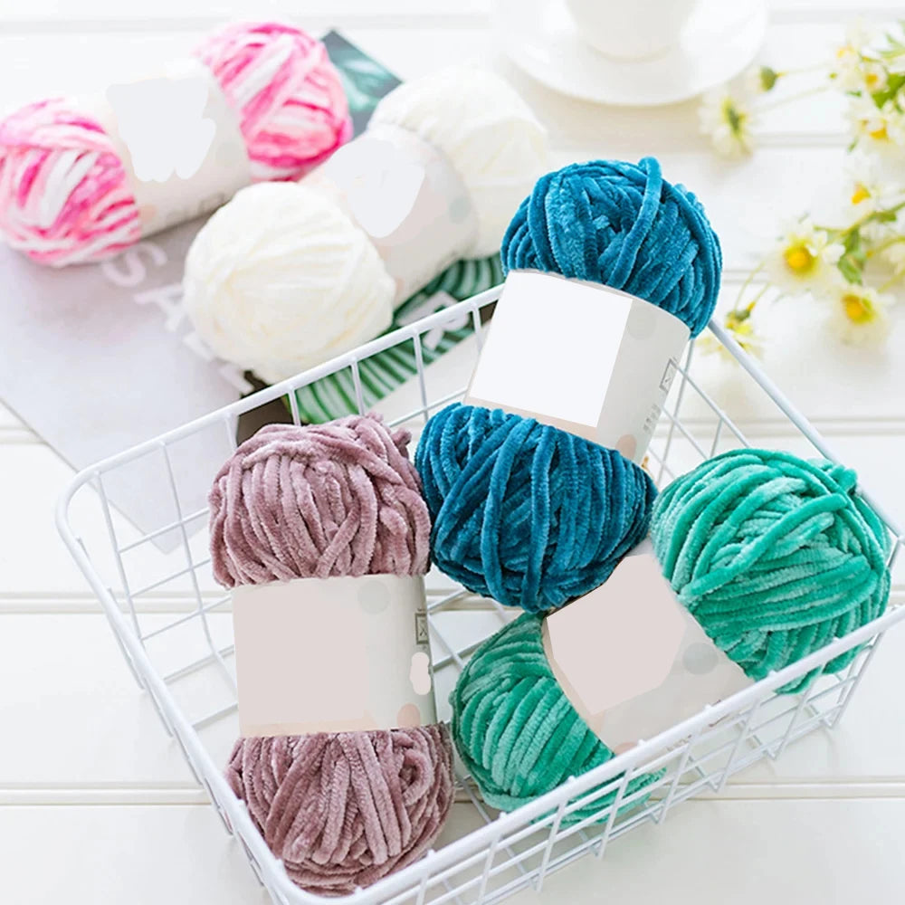 1Pc 80M Chenille Velvet Yarn Thick Knitted Crochet Velvet Super Soft Wool Soft Baby Blanket Suitable for DIY Hat Scarves