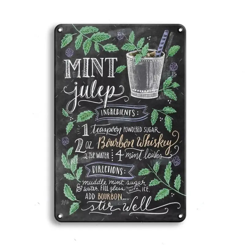 Vintage Metal Tin Sign Decorations Gin & Tonic Cocktail Plate Decorative Poster Plaque Bar Kitchen Home Wall Decor 8 X 12 Inch