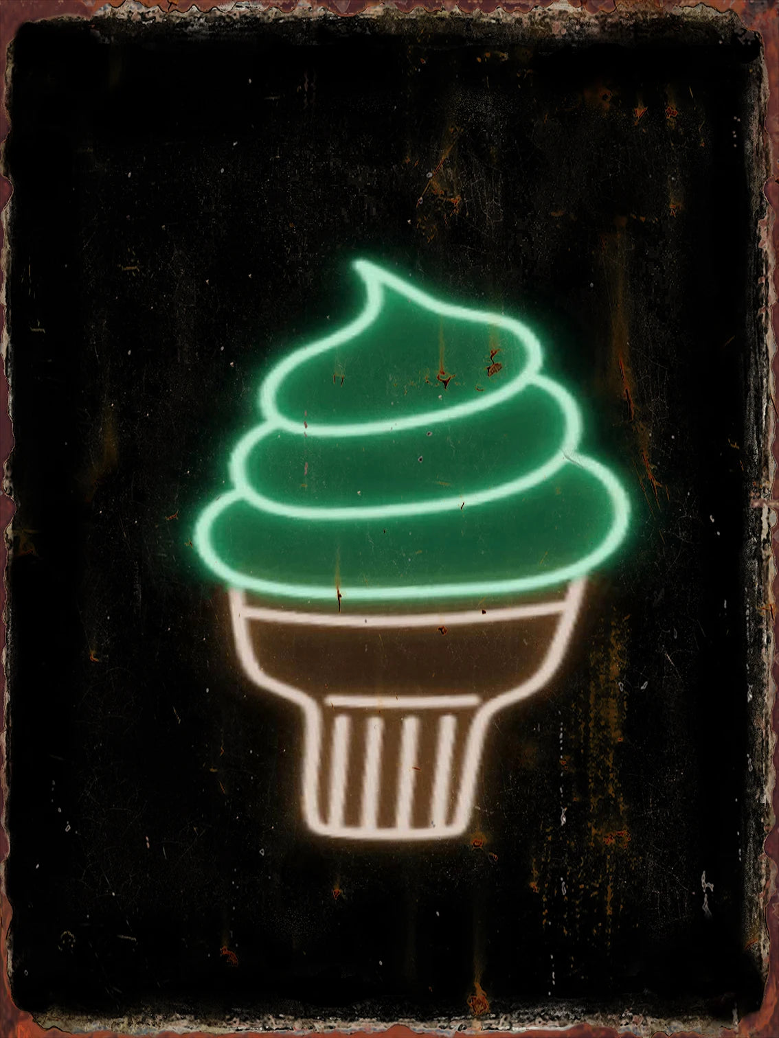 Neon Ice Cream Metal Tin Sign for Dessert Shop Home Kitchen Iron Plate Vintage Poster Cafe Western Restaurant Wall Decor Plaques