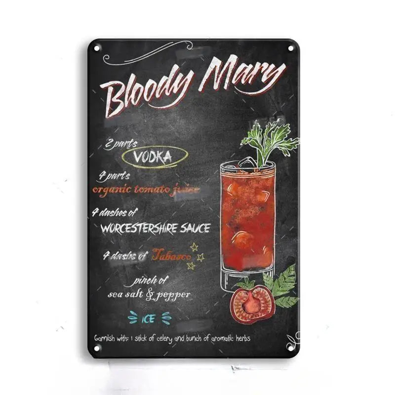 Vintage Metal Tin Sign Decorations Gin & Tonic Cocktail Plate Decorative Poster Plaque Bar Kitchen Home Wall Decor 8 X 12 Inch