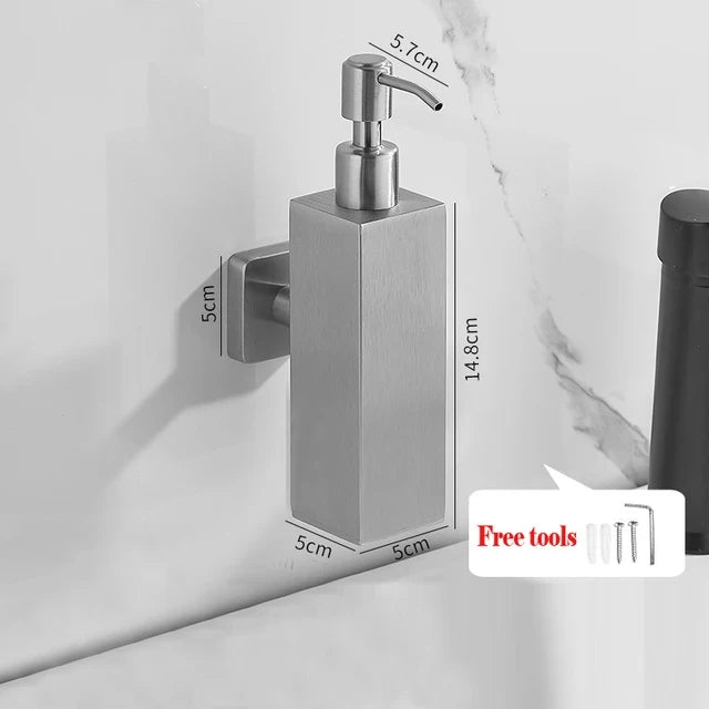 304 Stainless Steel Soap Dispenser Black Shower Shampoo Bottle Hotel Wall Hanging Press Hand Sanitizer Bottle