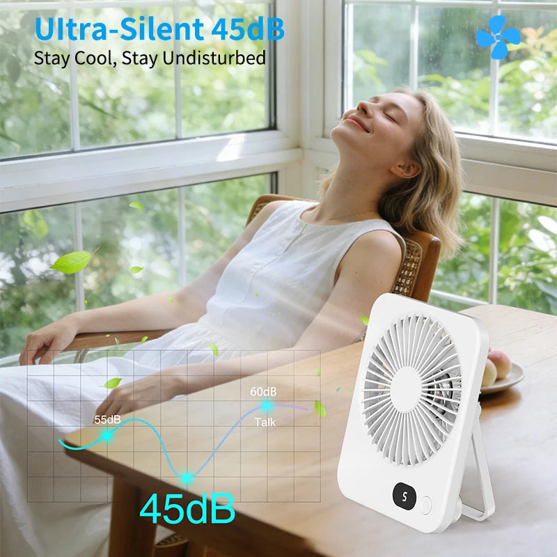 Portable Fan Rechargeable Desktop Fan 180° Rotatable Hanging Fan with Display screen Air Cooler for Outdoor Camping Ventilador