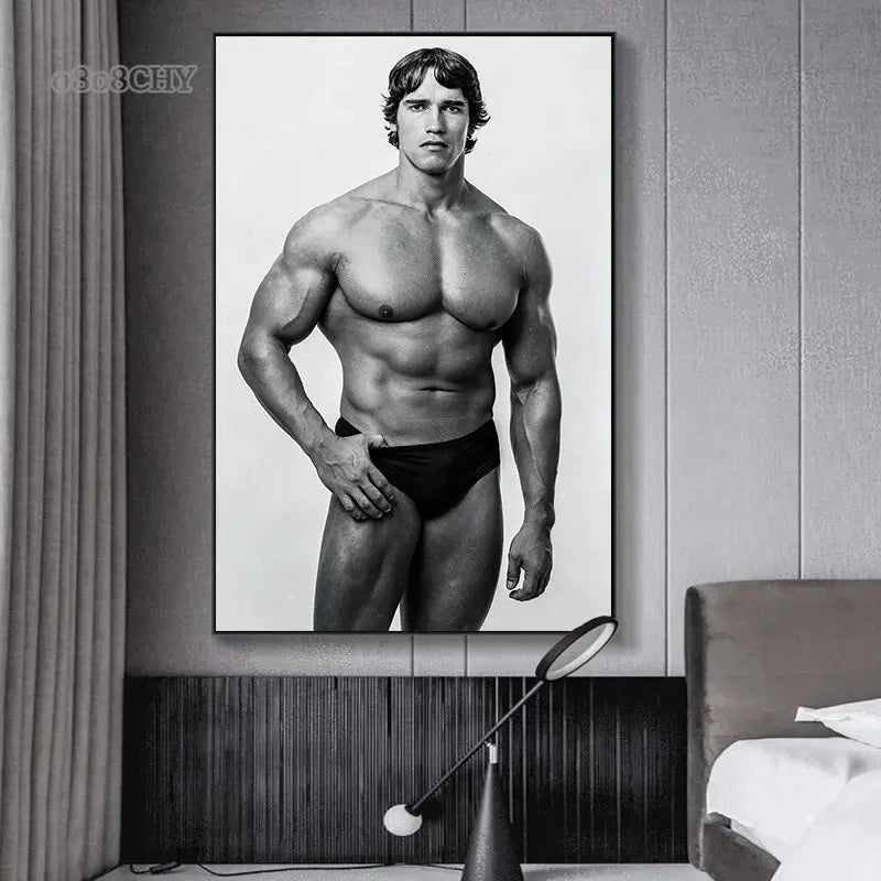 Bodybuilding Famous Character Pictures Arnold Schwarzenegger Fitness Art Posters Wall Art Canvas Painting for Gym Decor Painting