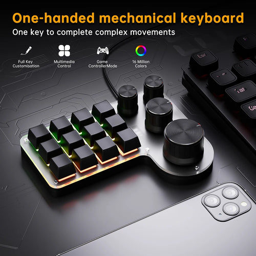 12 teclas 4 botões programação macro teclado personalizado usb com fio/bluetooth-compatível teclado de jogos mecânico para jogadores/designers
