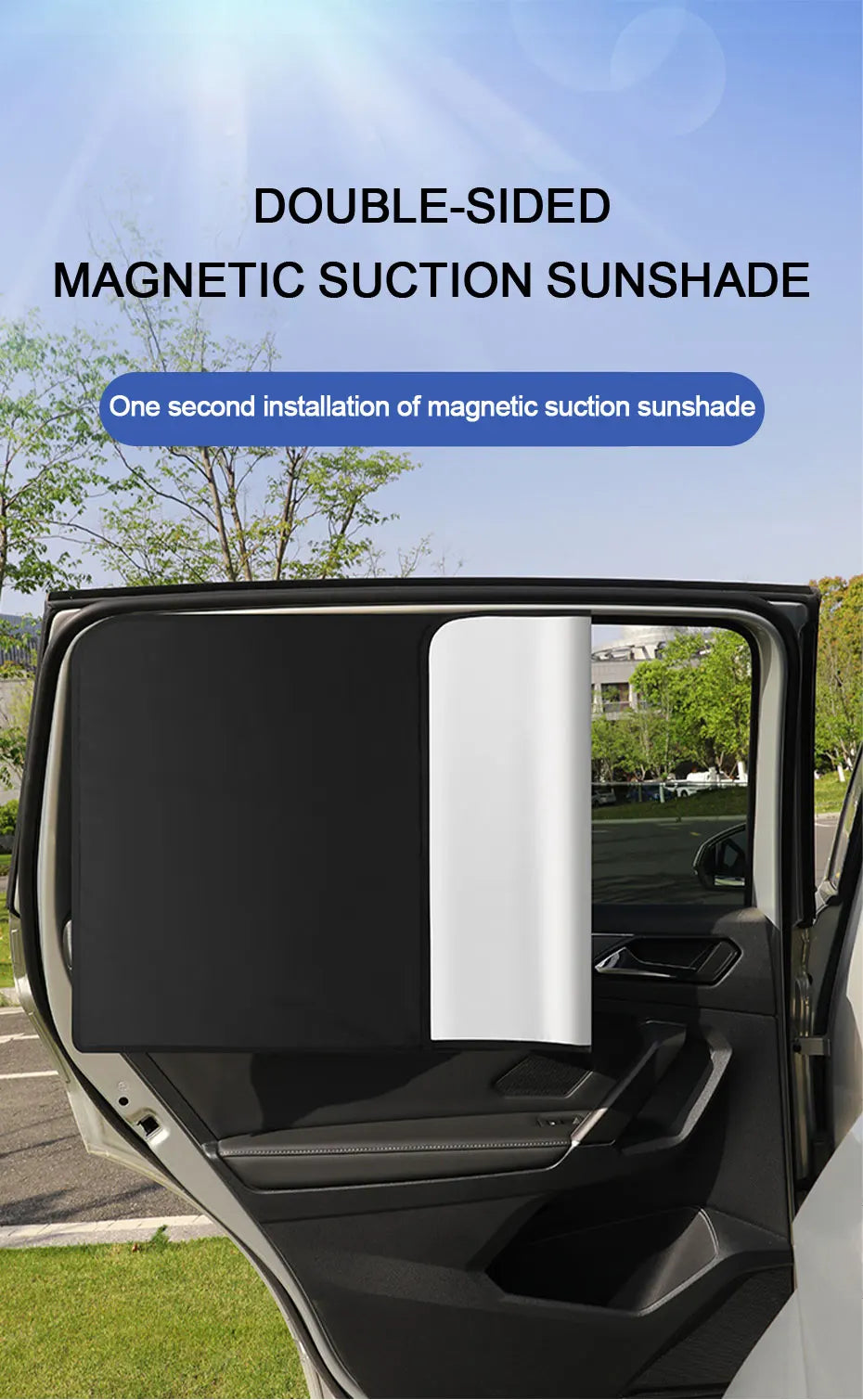 PECHAM Magnet Car Side Window Curtain Privacy Curtains for Car Sun Shade Summer Sunshades UV Reflection Front/Back Window