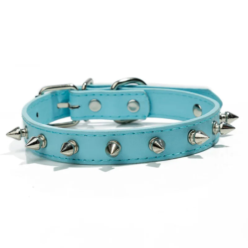 Leather Cat Collar Anti-Bite Studded Cat Collar with Spikes Adjustable Pet Collar for Small Dogs Puppy Kitten Pet Accessories