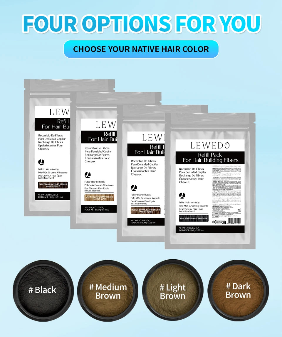 Hair Fibers Powder 100g Instant Hair Growth Fiber Refill Bag Hair Loss Treatment Keratin Hair Building Fiber Salon Hair Care