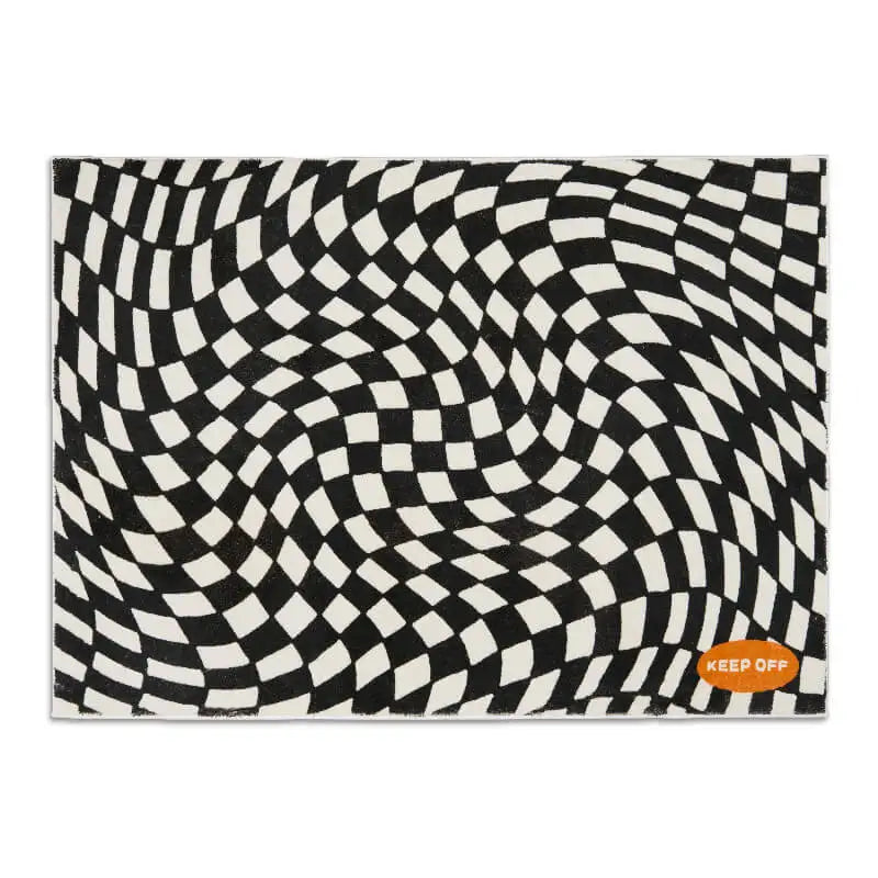 Carpets For Living Room Home Decor Light Luxury Abstract VertigoFashion Black White Plaid Art Chessboard Bedroom Polyester Rugs