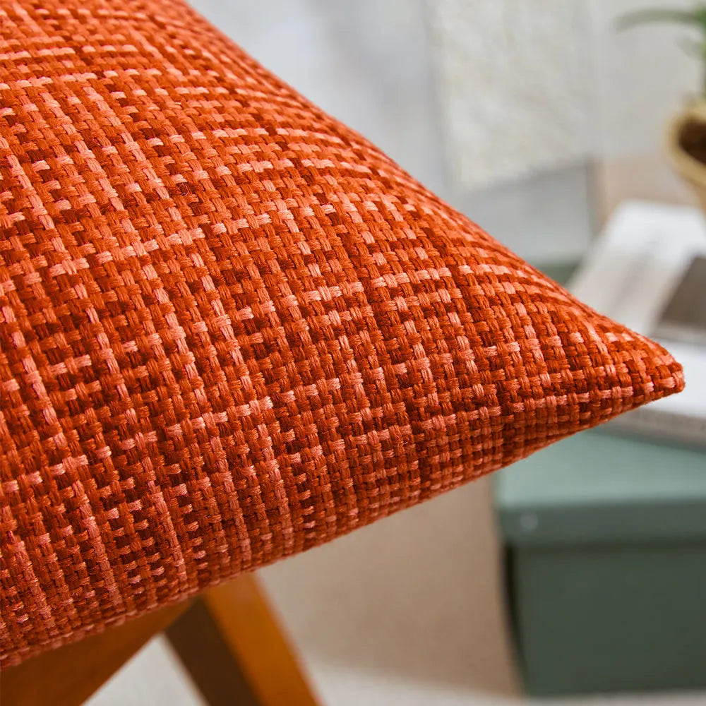 Orange Woven Cushion Cover Waterproof Outdoor Decorative Pillowcase Living Room Sofa Throw Pillow Cover Zipper Fundas De Cojines