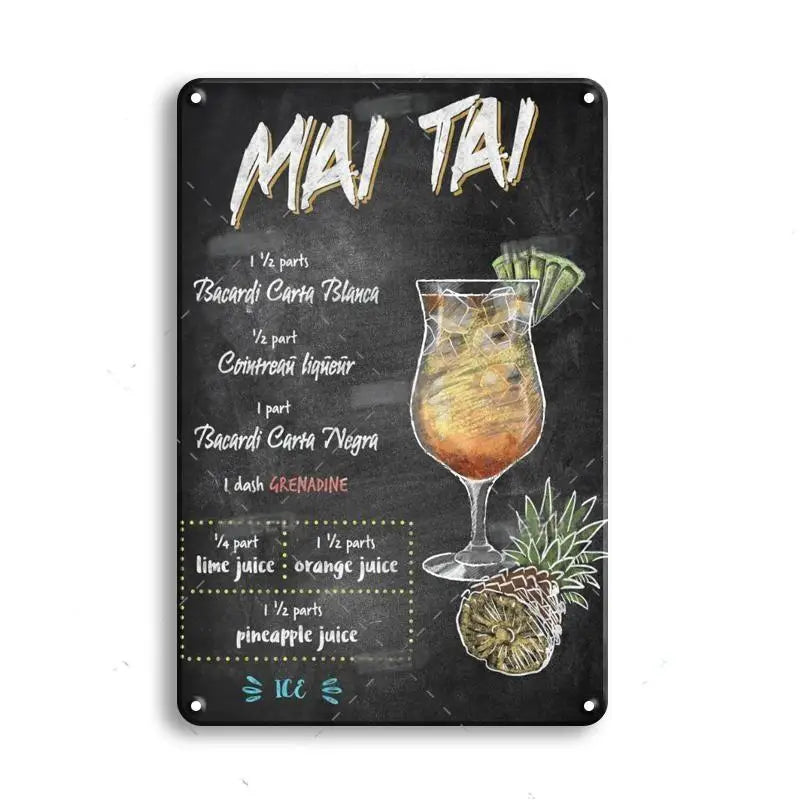 Vintage Metal Tin Sign Decorations Gin & Tonic Cocktail Plate Decorative Poster Plaque Bar Kitchen Home Wall Decor 8 X 12 Inch