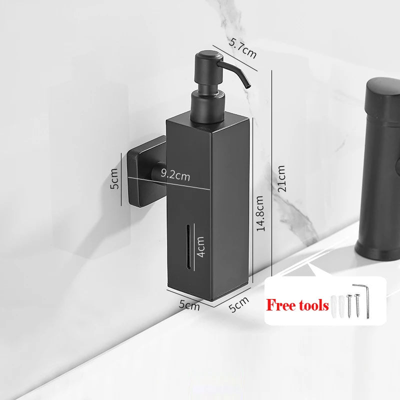304 Stainless Steel Soap Dispenser Black Shower Shampoo Bottle Hotel Wall Hanging Press Hand Sanitizer Bottle