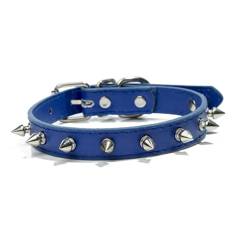 Leather Cat Collar Anti-Bite Studded Cat Collar with Spikes Adjustable Pet Collar for Small Dogs Puppy Kitten Pet Accessories