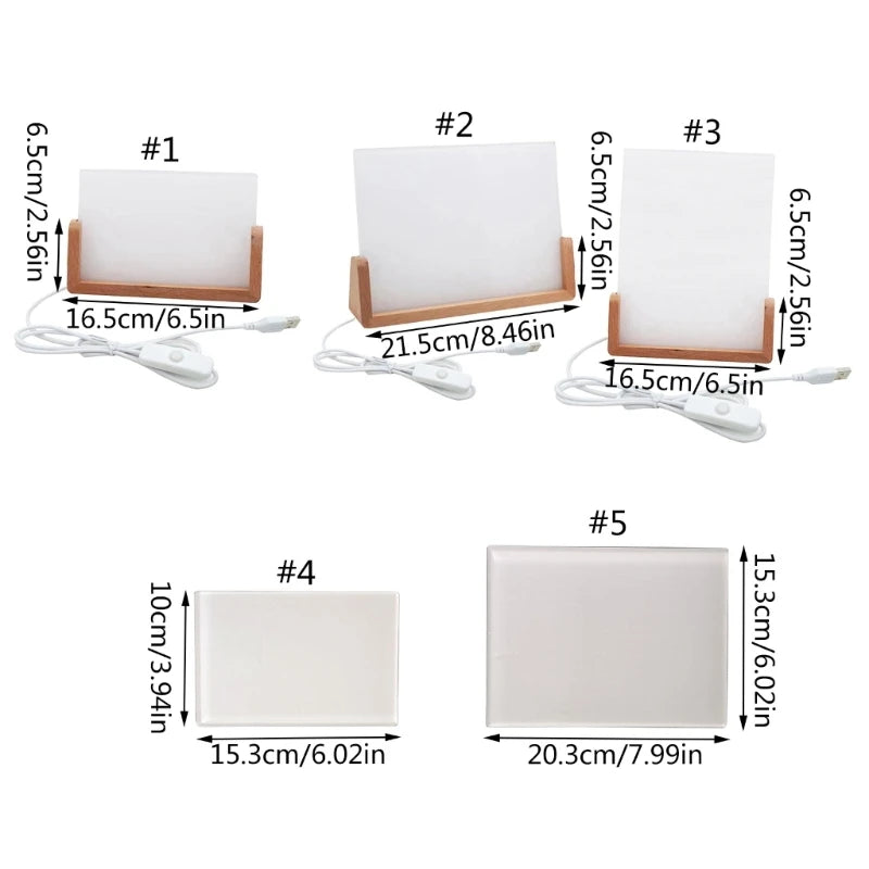 Acrylic Display Photo Frame Sublimation LED Light Blank Picture Frame with Base
