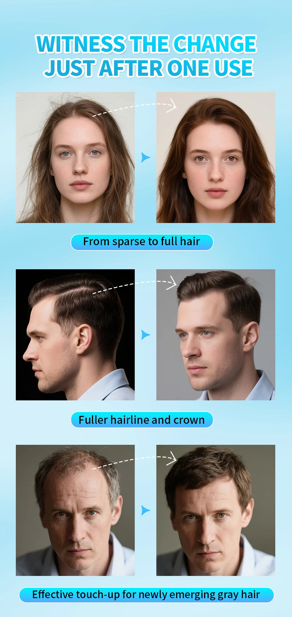 Hair Fibers Powder 100g Instant Hair Growth Fiber Refill Bag Hair Loss Treatment Keratin Hair Building Fiber Salon Hair Care