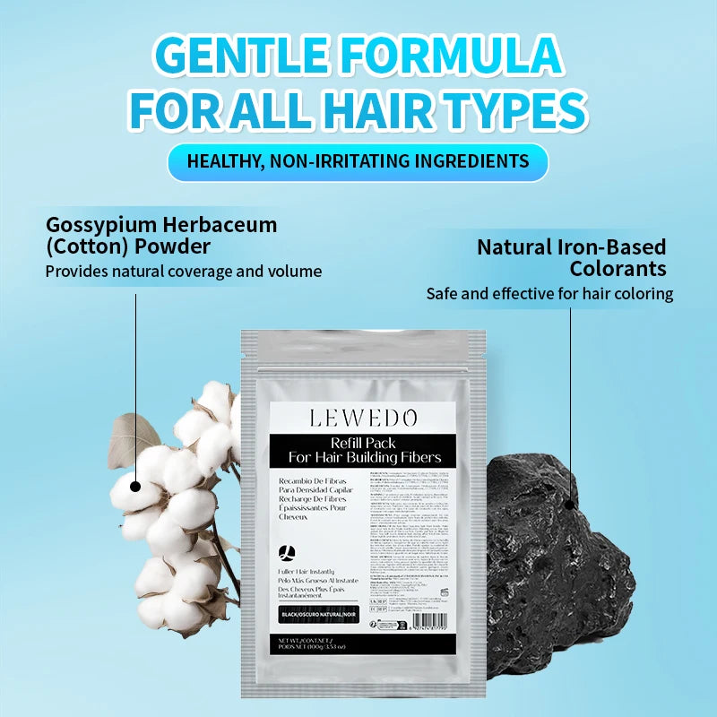 Hair Fibers Powder 100g Instant Hair Growth Fiber Refill Bag Hair Loss Treatment Keratin Hair Building Fiber Salon Hair Care