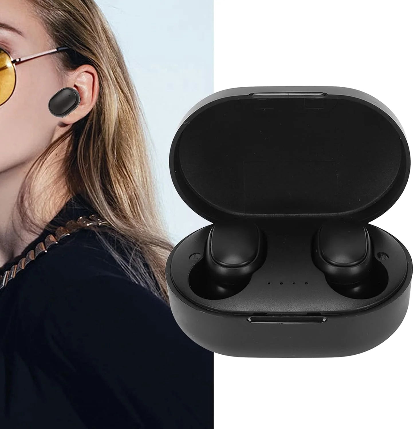 Fones de ouvido Bluetooth sem fio A6S - Fone de ouvido esportivo com controle por toque e som estéreo com display LED para Xiaomi Huawei