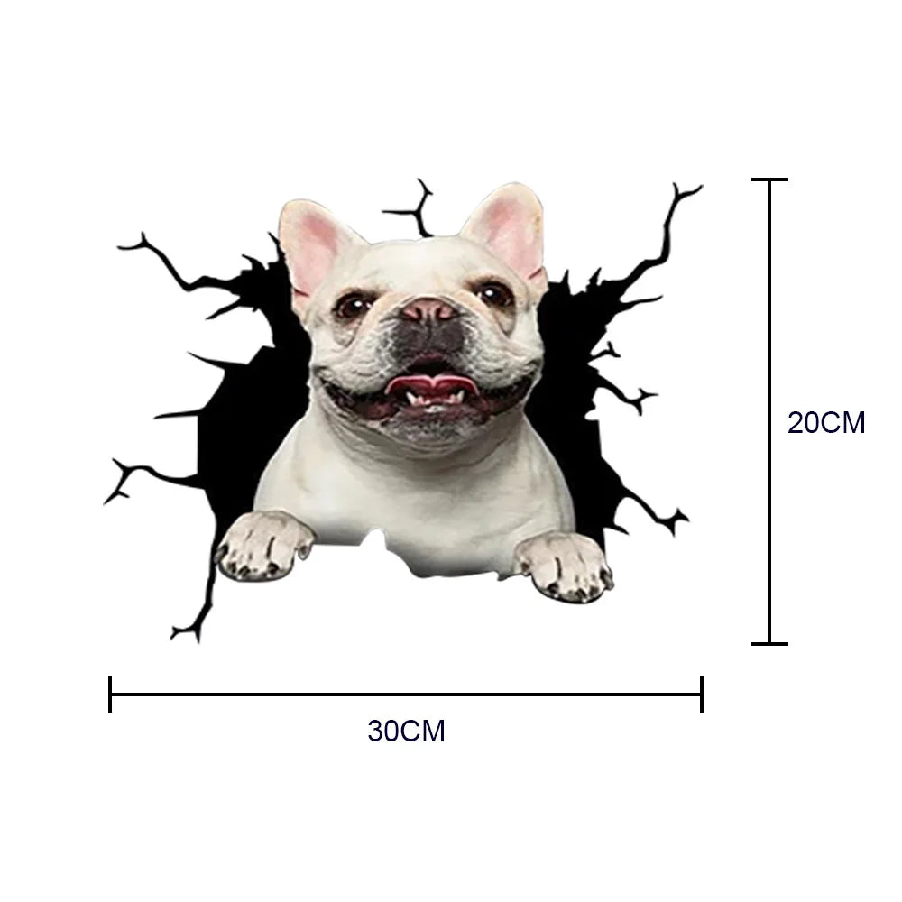 Waterproof Car Decals Cute Crack Dog Wall Sticker Glass Window Door Home Decoration Cartoon Animals Wallpaper Removable Poster