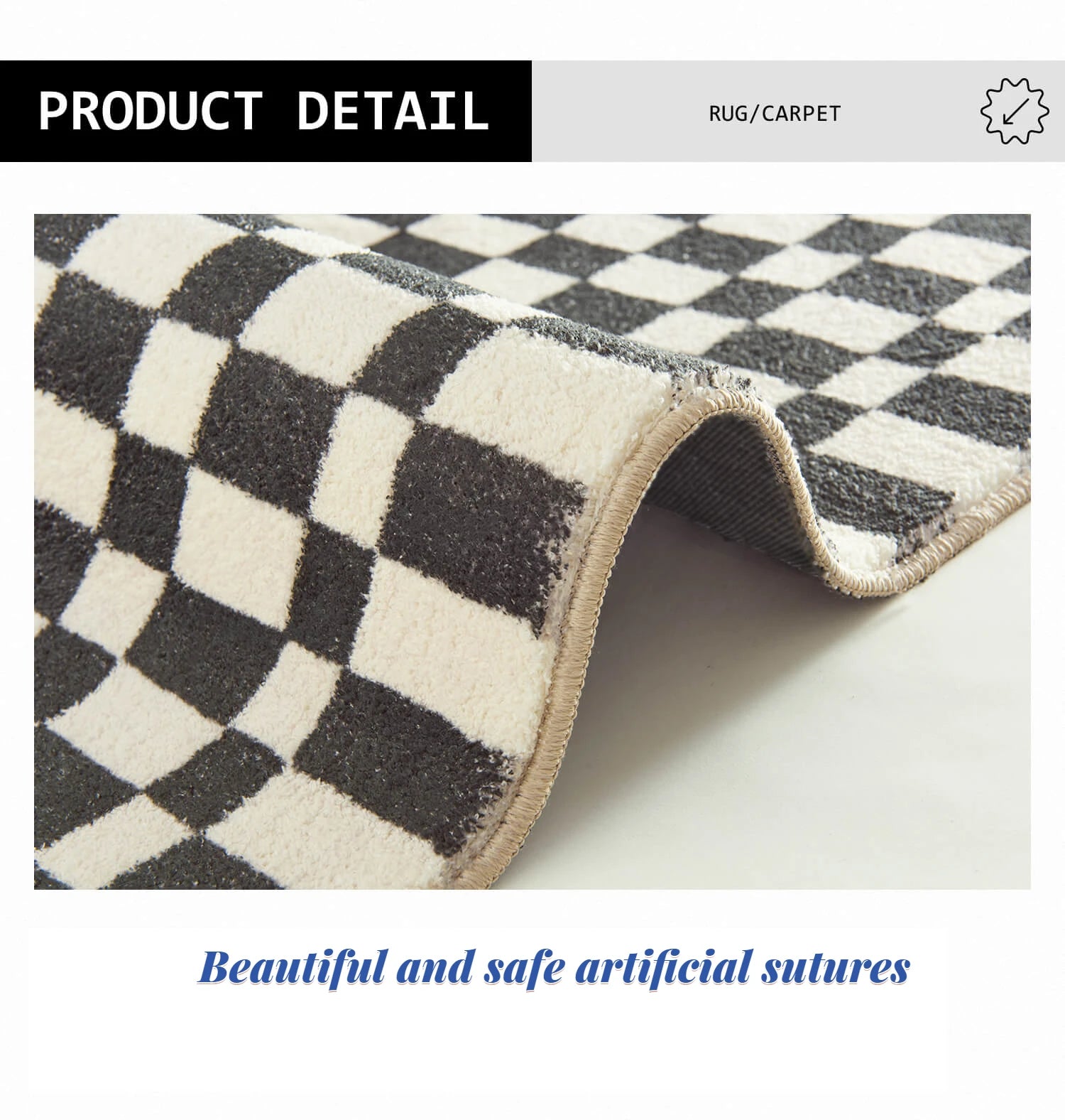 Carpets For Living Room Home Decor Light Luxury Abstract VertigoFashion Black White Plaid Art Chessboard Bedroom Polyester Rugs